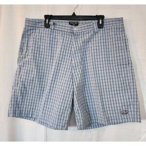 Ralph Lauren Polo Jeans Co Men's Shorts Flat Front Blue Plaid Size 40